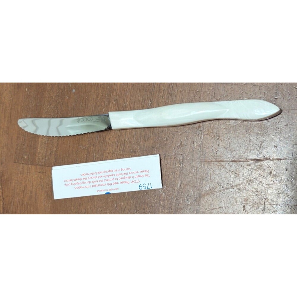Cutco 1759  Table Knife Pearl White Handle Serrated Steak Knife Made In USA